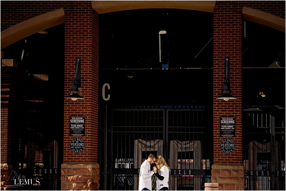 Adorable baseball themed engagement - Natalie & Zach - Surprise Coors Field Proposal in Denver - Studio Lemus Photography - Denver engagement Photographer - Colorado engagement Photographer