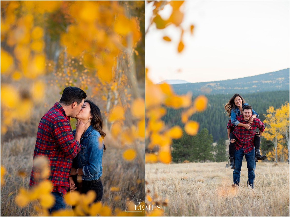 Fall foliage engagement photo session in Golden, CO at Golden Gate Canyon State Park by Studio Lemus Photography - Denver Engagement Photographer - Colorado Wedding Photographer