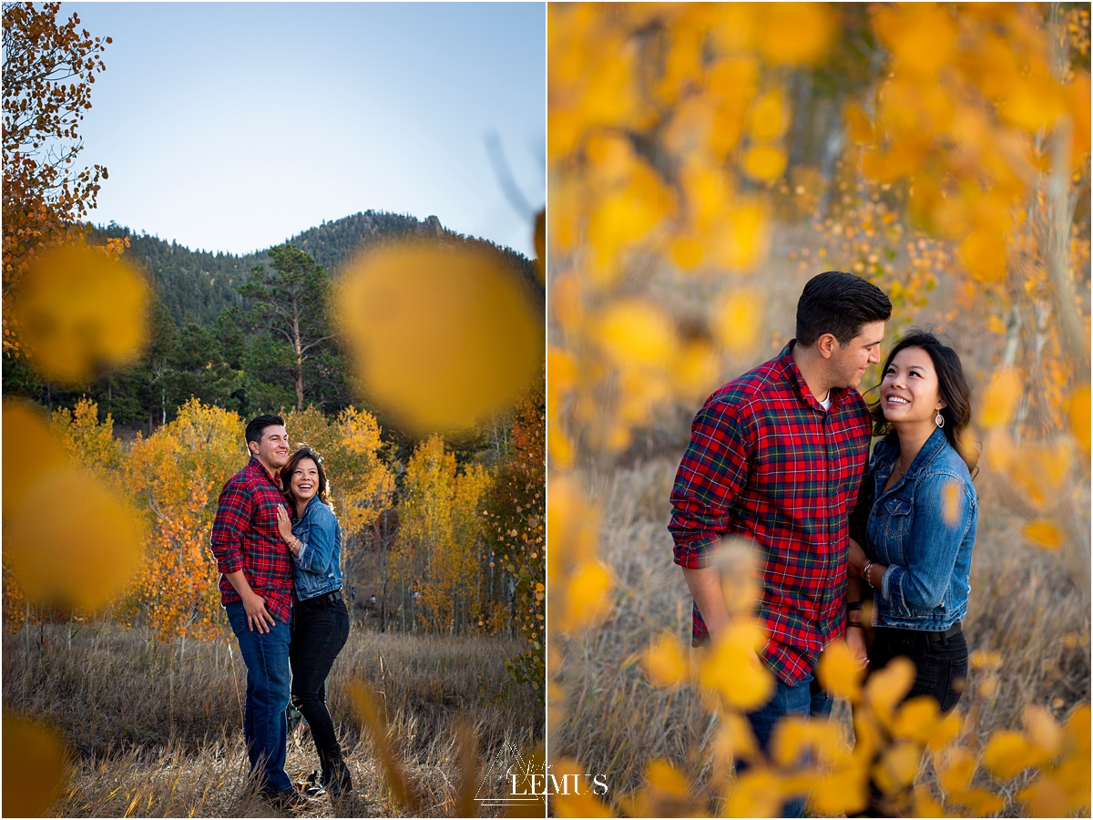 Fall mountain engagement photo session in Golden, CO at Golden Gate Canyon State Park by Studio Lemus Photography - Denver Engagement Photographer - Colorado Wedding Photographer